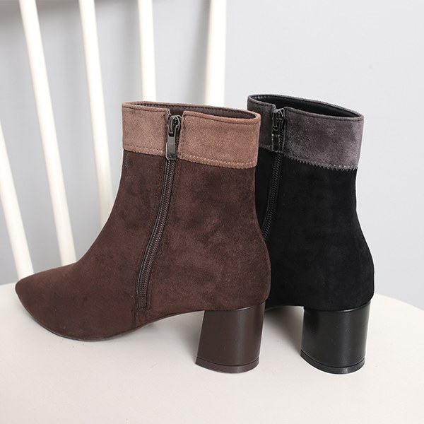YY-SH322 color matching suede ankle boots