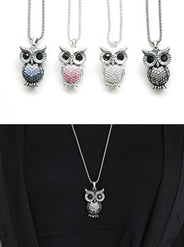 [7Y-AC004] Owl Cubic Necklace