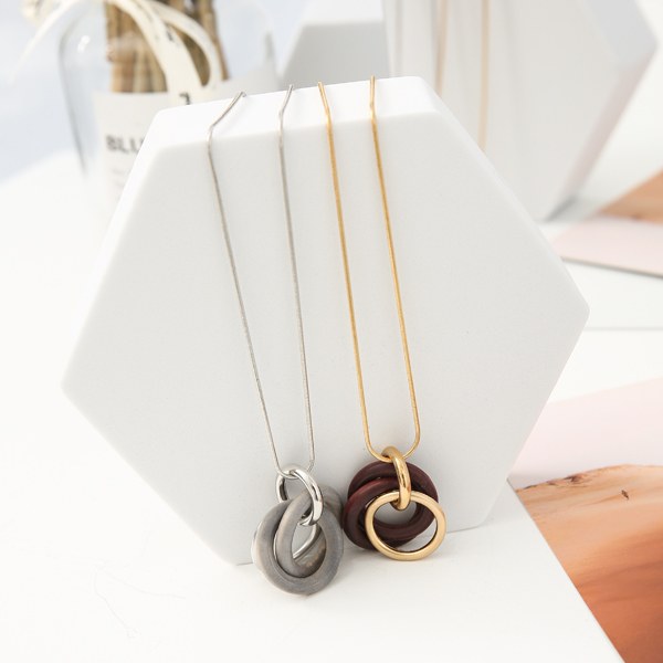 YY-AC407 Twisted Wood Ring Necklace