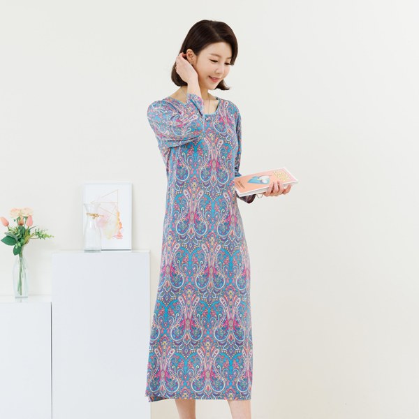 HWC3001_W Bloen Pattern Home Dress
