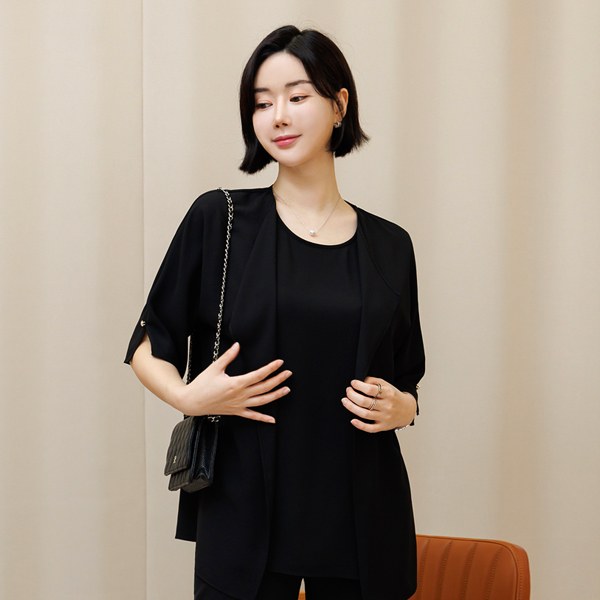 TBC3045 [MADE D][THE BLACK] Knock Fit Blouse 1st (Two-in-One Angel Blouse)