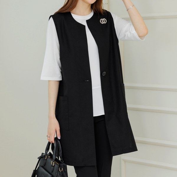 Derrick linen long vest