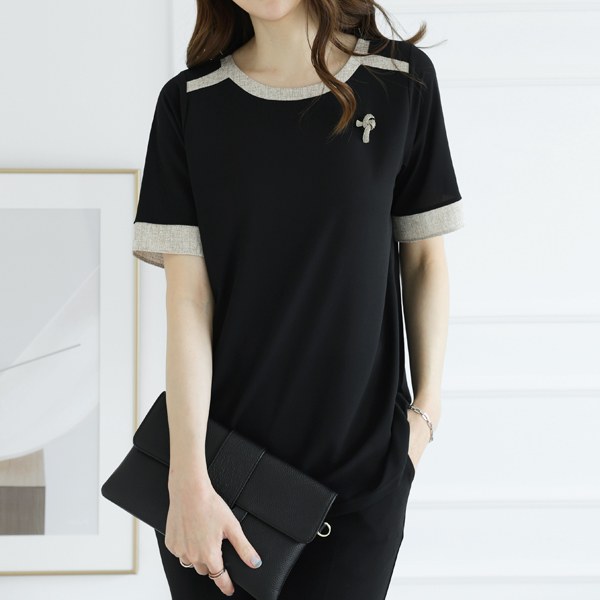 TBC3172_DO Tweedle color matching blouse tee