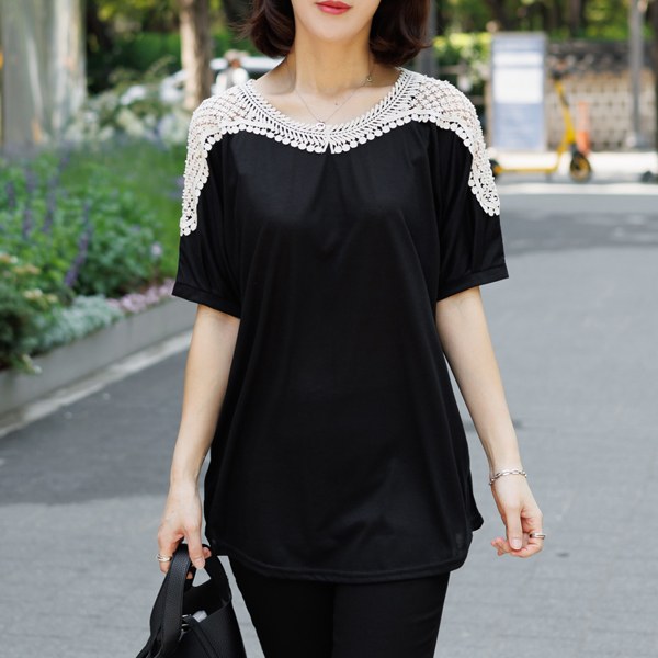 TBC3202_DC sold lace t-shirt