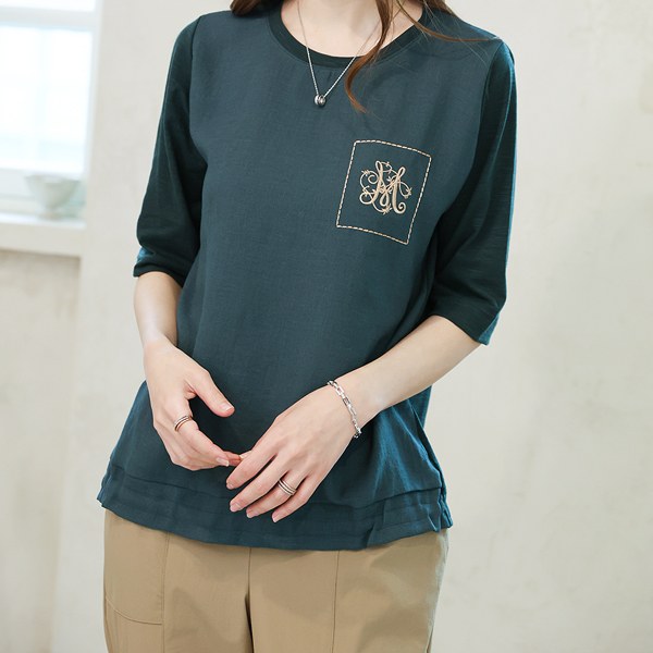TBC3219_DC Mochid color matching blouse tee