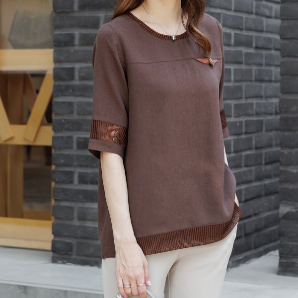TBC3247 Busty Button Blouse Tee