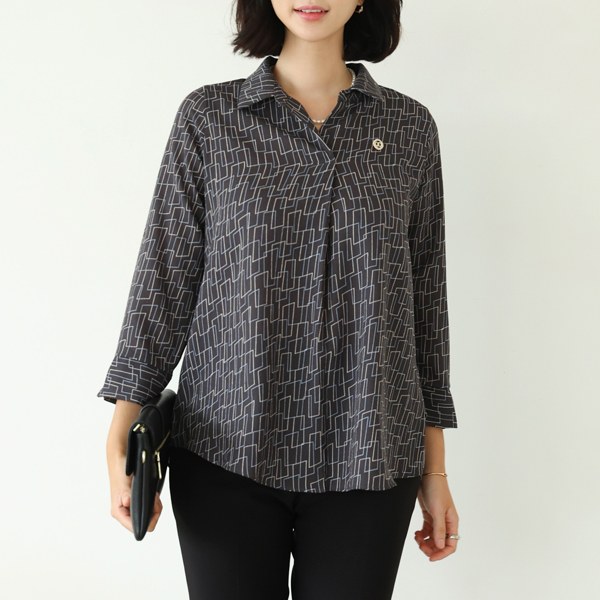 TBC4018 Half-open square blouse