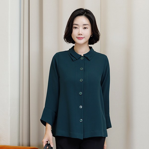 TBC4071 [THE BLACK] Topiary double collar blouse