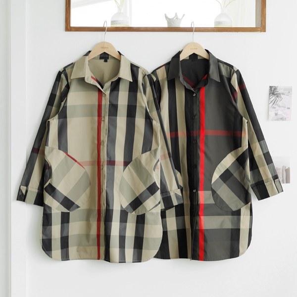 OUC5009_DO Planet King Check Long Jacket