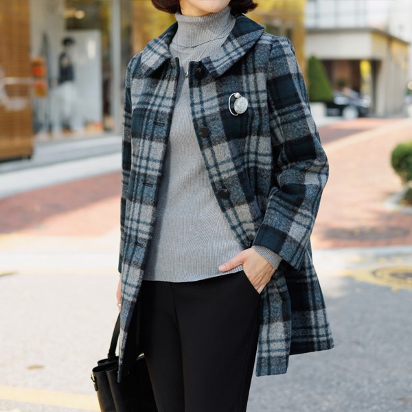 OUC6038 [THE BLACK] Cozy check wool jacket