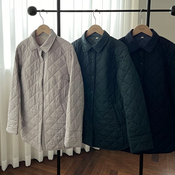OUD1006_W Check quilting jacket