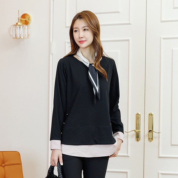 TBD1049_DC Simple button blouse tee