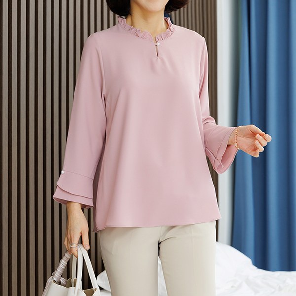 TBD1035_DO Keeper frill pearl blouse