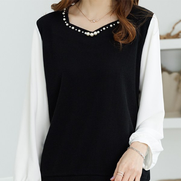 TBD1076_DO pearl knit blouse