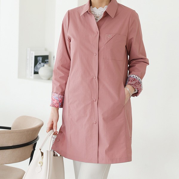 OUD2005_W G-cell pattern color matching shirt jacket
