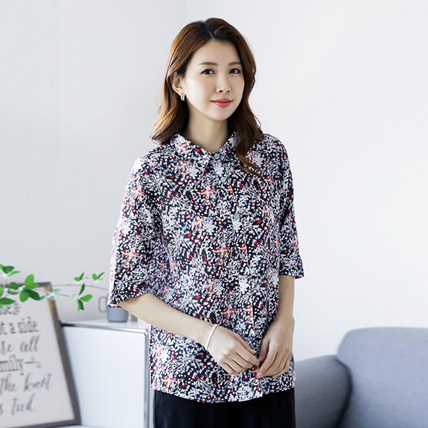 TBC3015_R Colen pattern rayon blouse