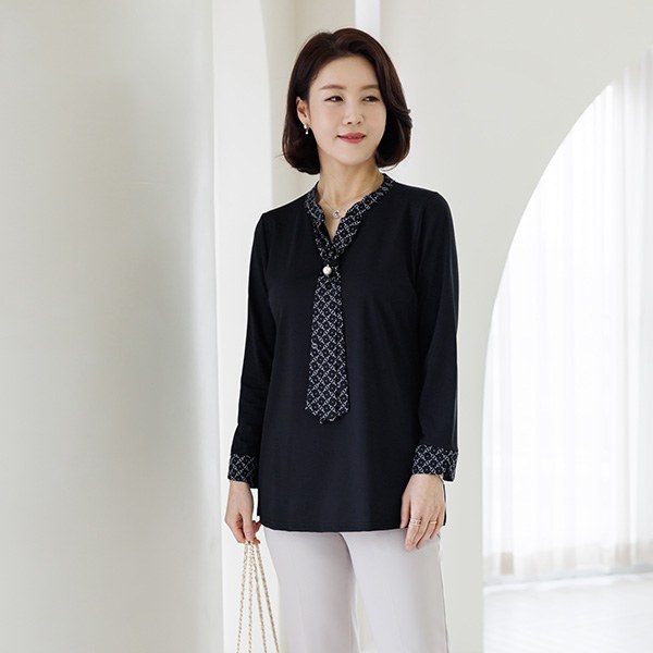 TBD2103_DO Reform Tie Pearl Blouse T-shirt