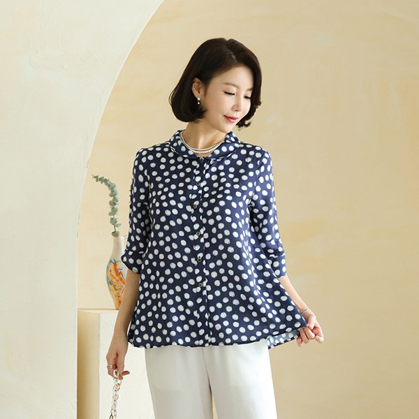TBD3007_R Dot style fabric dog blouse