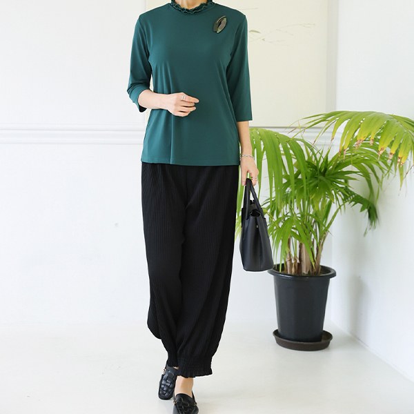 PTD2005_W Banded pleated baggy pants