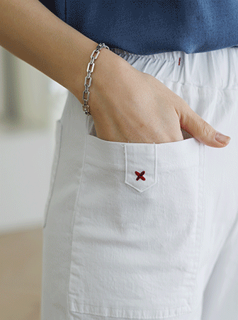 PTD3036_DC Den embroidery pocket cotton barrel pants