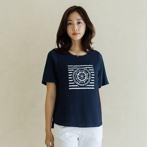 Summer Navy printed t-shirt TBD3359