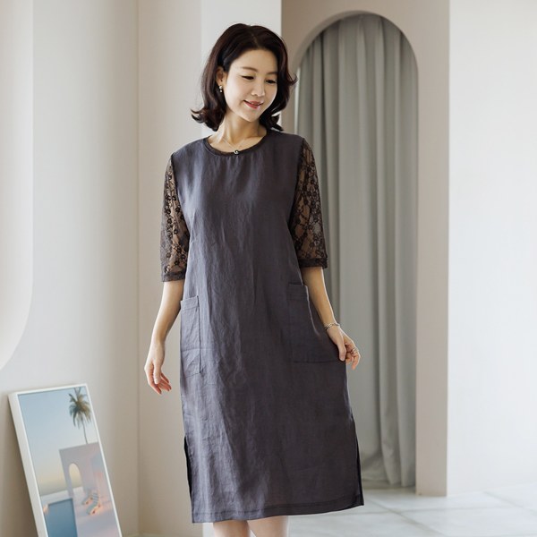 Popol linen lace dress OPD3072