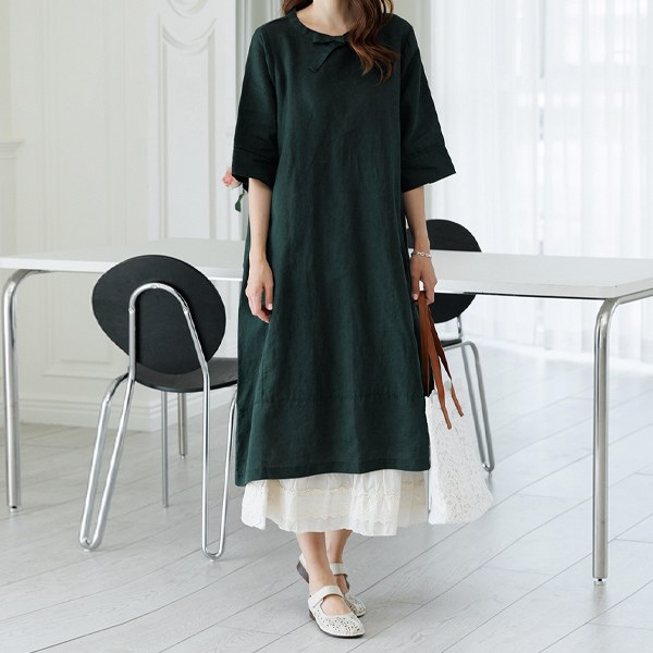 [PREMIUM] Corey linen tie dress