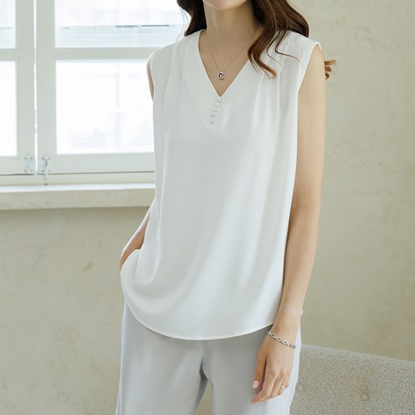 Shuming Kong button tank top blouse