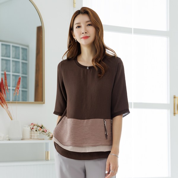 OT 3-stage color combination blouse TBD3540