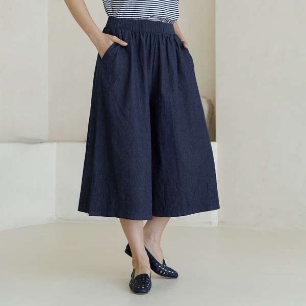 Towel denim wide pants