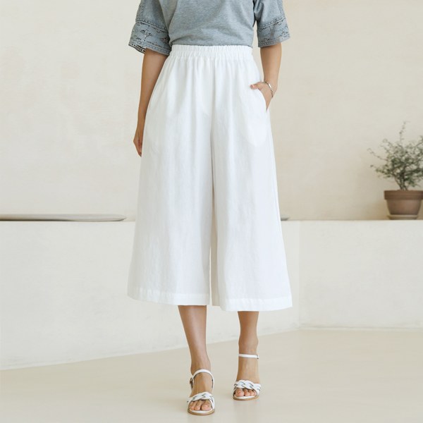 Tile linen wide pants