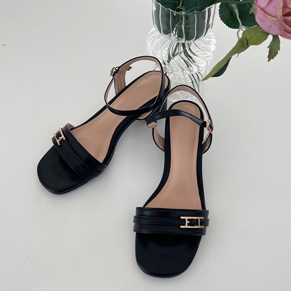 Belly strap sandal heels