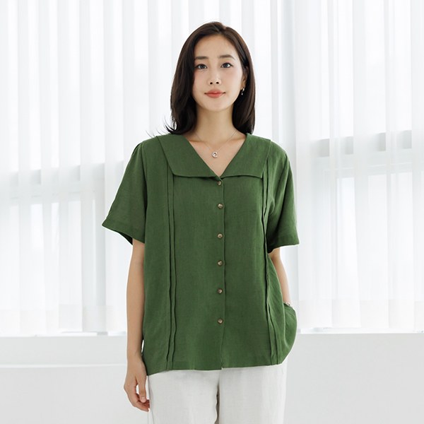 Coron pin tuck linen blouse