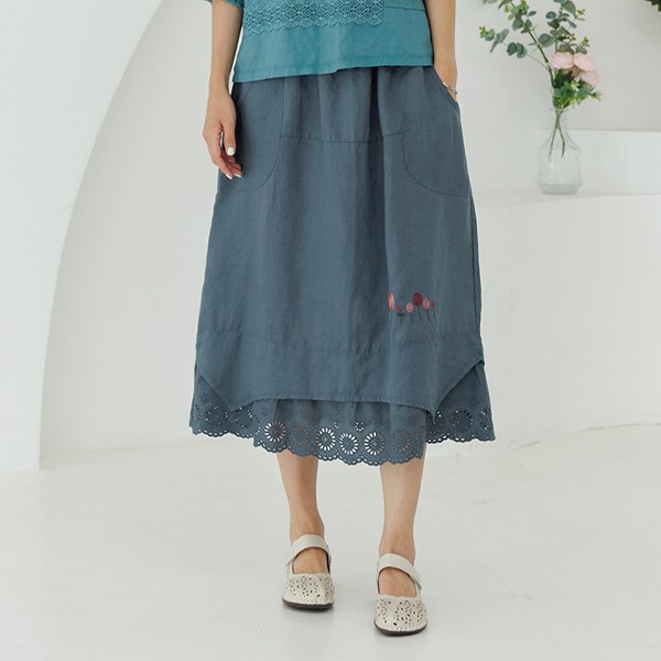 [PREMIUM] Marie lace linen skirt