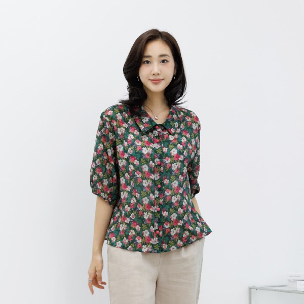 Hodino Tencel Flower Blouse