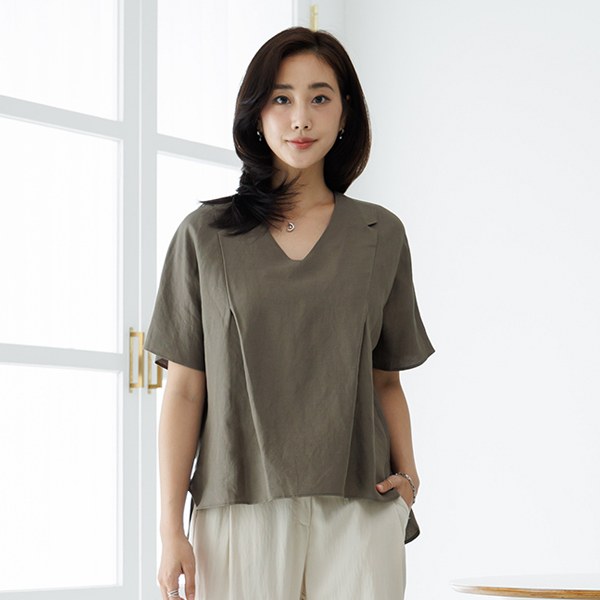 Sual pin tuck linen blouse TBD3599