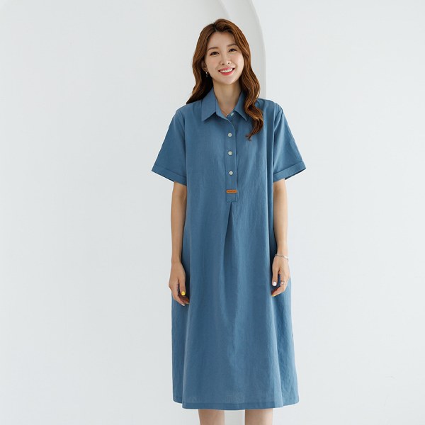 Maize linen collar dress OPD3098