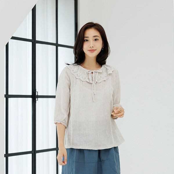 [PRIMIUM] Mibipi lace linen blouse