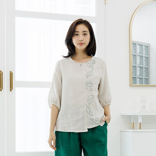 [PRIMIUM] Solven embroidery linen blouse TBD3602