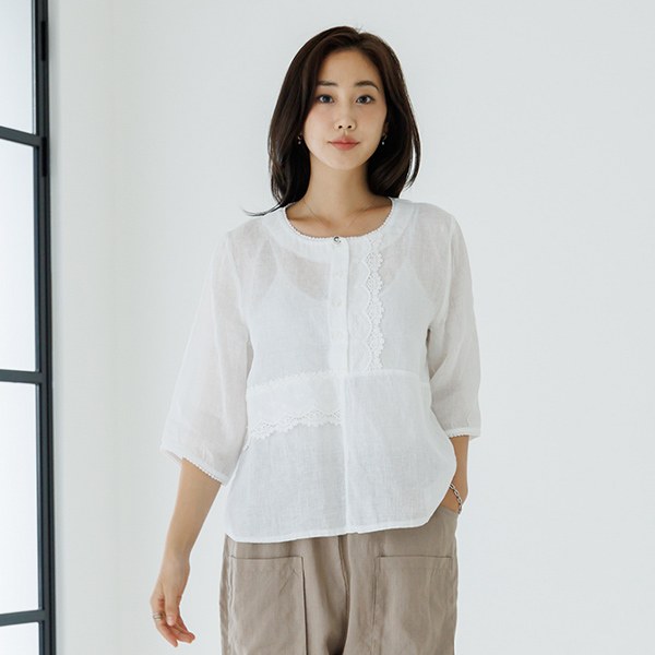 [PRIMIUM] New BL Flower Linen Blouse TBD3610