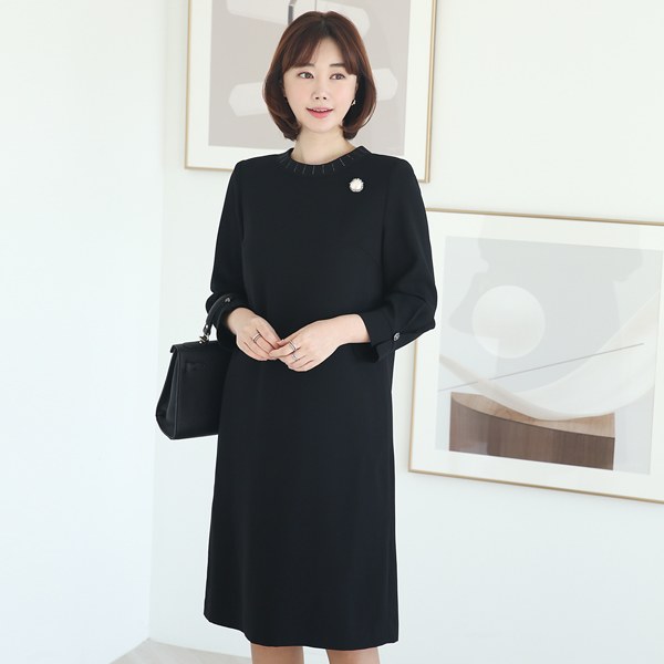 [THE BLACK] Loro cubic dress OPC1005