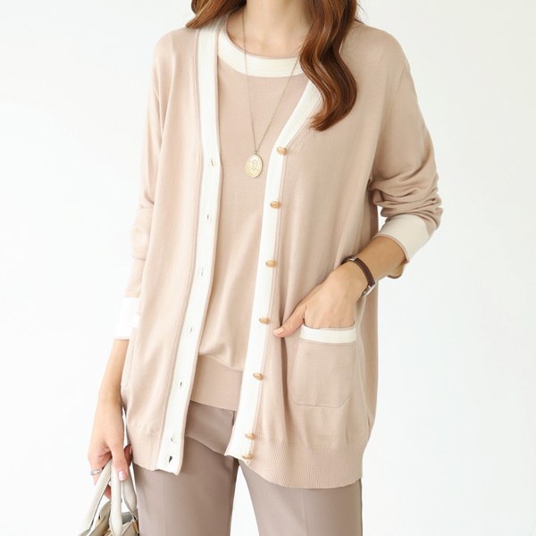 Jewel color long cardigan CAC4002