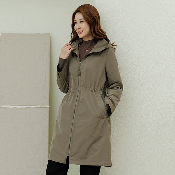 Hooded long string jacket OUD4015