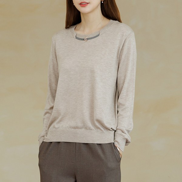 Silver round wool knit KND4010