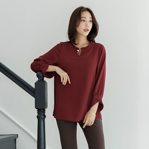 Rudder Frill Pearl Blouse TBA5025