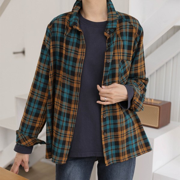 Organic color check shirt TBD4062