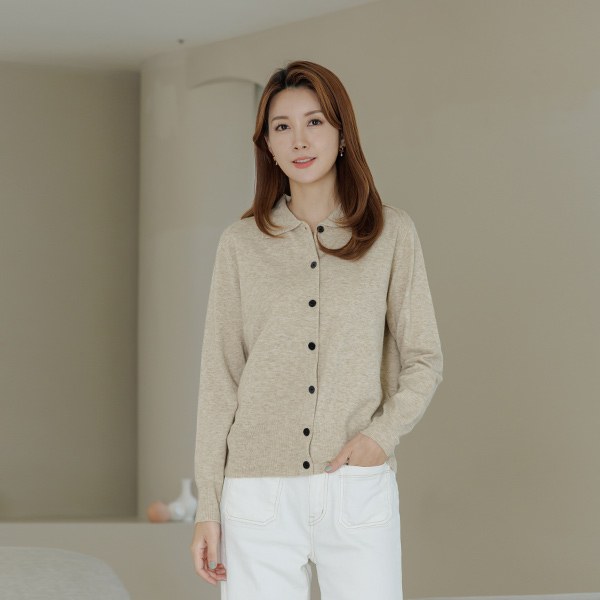 Cashmere collar open cardigan CAD4005