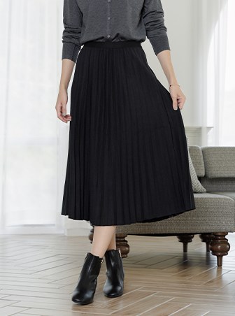 Pleats A-line banding skirt SKD4003