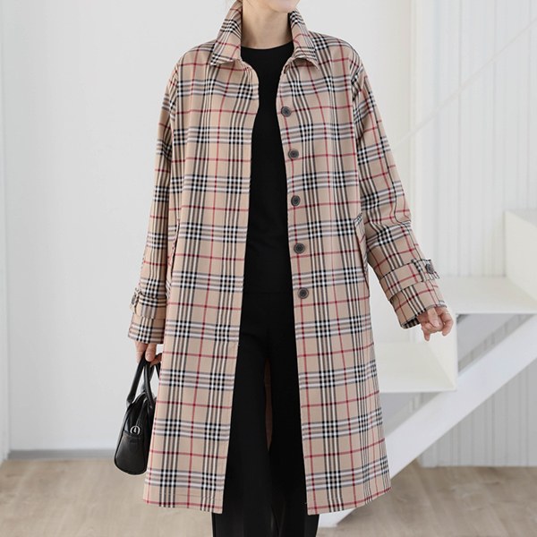 [THE BLACK] Twill Check Trench Jacket OUD4051