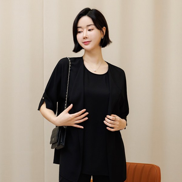 [MADE D][THE BLACK] Straight-fit blouse 1st (two-in-one angel blouse) TBC3045